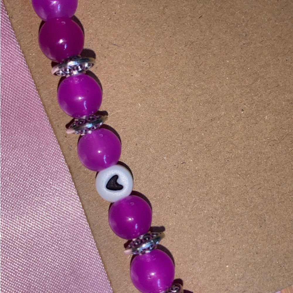 Pink Beaded Heart Bracelet